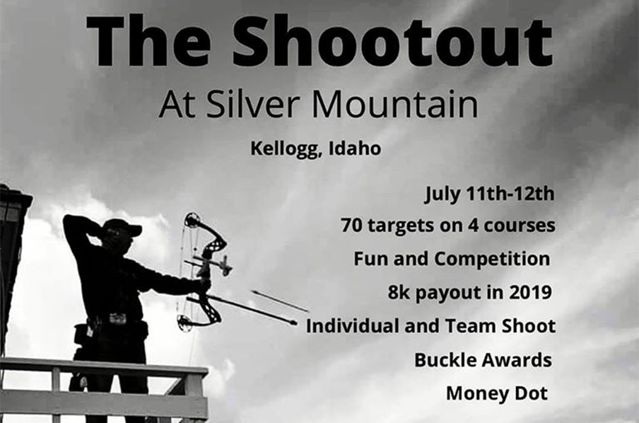 Man shooting a bow and arrow at the Silver Mountain Shootout