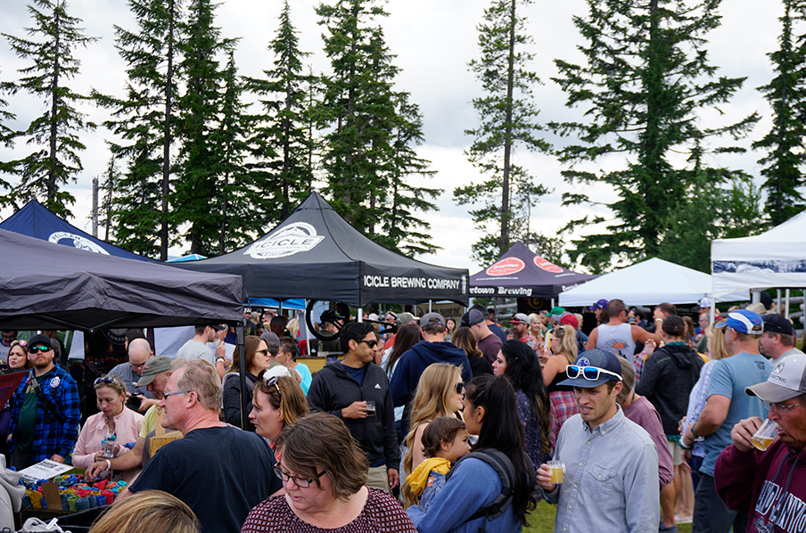 Guests enjoying beer on the mountain at Brewsfest