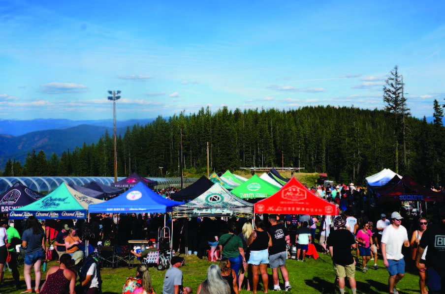 Guests enjoying beer on the mountain at Brewsfest